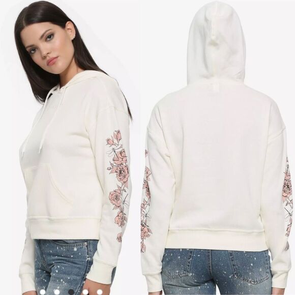 Disney Her‎ Universe Maleficent Aurora Hoodie Size S Trust In Love Ivory Preppy - Picture 2 of 11